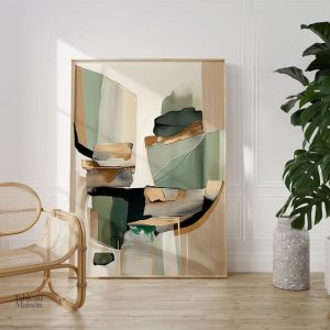 Tableau abstrait collage peinture moderne