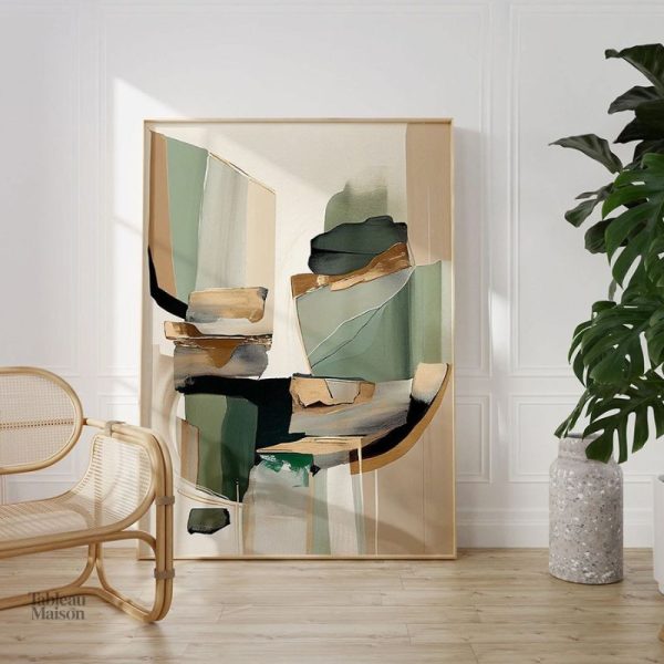 Tableau abstrait collage peinture moderne