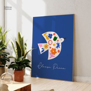 Tableau Colombe Choose Peace, art mural inspirant