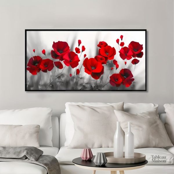Art mural représentant des coquelicots vibrants
