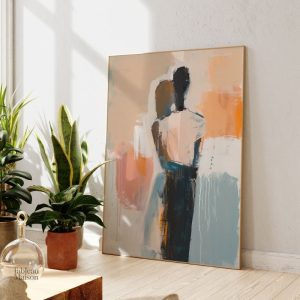 Art abstrait représentant une connexion entre deux figures