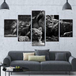 Tableau Couple de lions en décoration murale