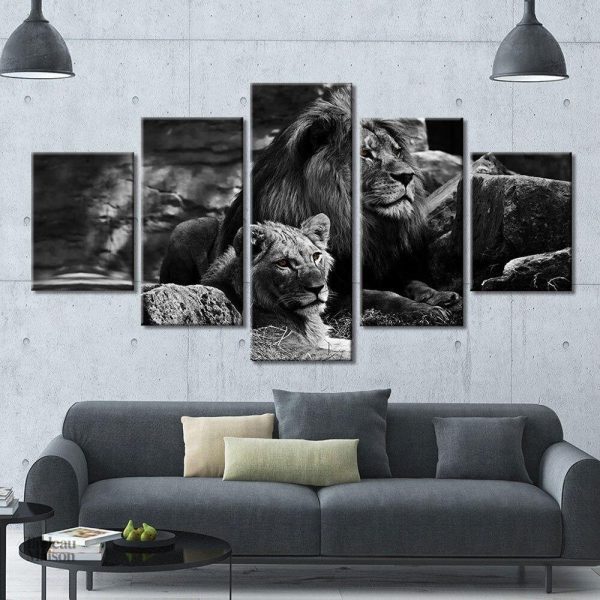 Tableau Couple de lions en décoration murale