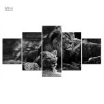 Tableau lion, illustration artistique d'un couple puissant