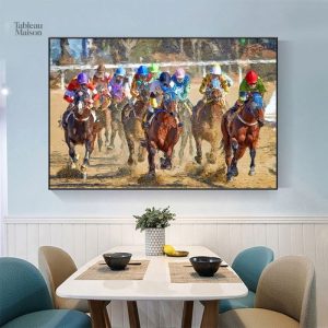 Tableau course de chevaux artistique