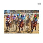 Art mural représentant une course de chevaux