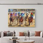 Œuvre d'art illustrant la passion des courses équestres