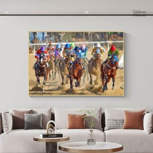 Œuvre d'art illustrant la passion des courses équestres
