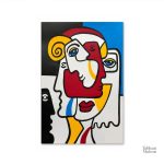 Composition artistique en style cubiste vibrant