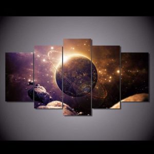 Décor mural illustrant des galaxies et des étoiles