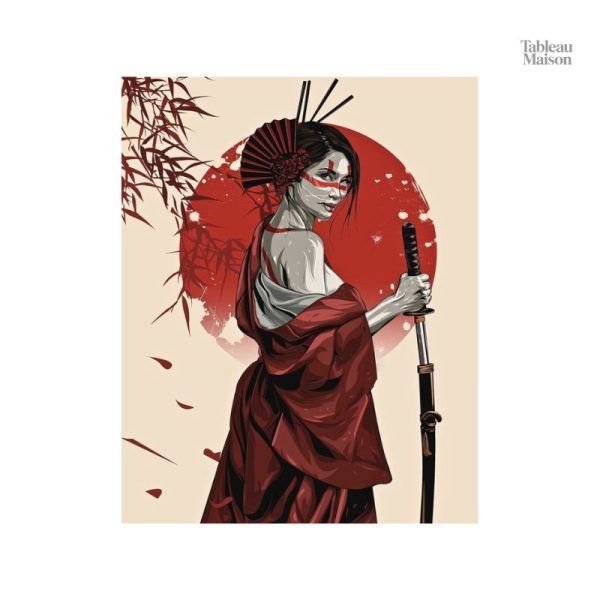 Tableau représentant une femme guerrière, style contemporain