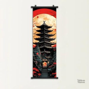 Art japonais représentant un temple zen