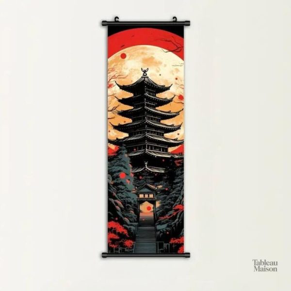 Art japonais représentant un temple zen
