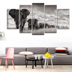 Art mural sur le thème des éléphants en caravane