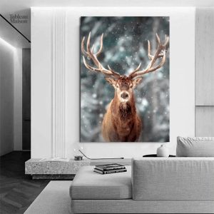 Illustration artistique d'un cerf majestueux sur toile