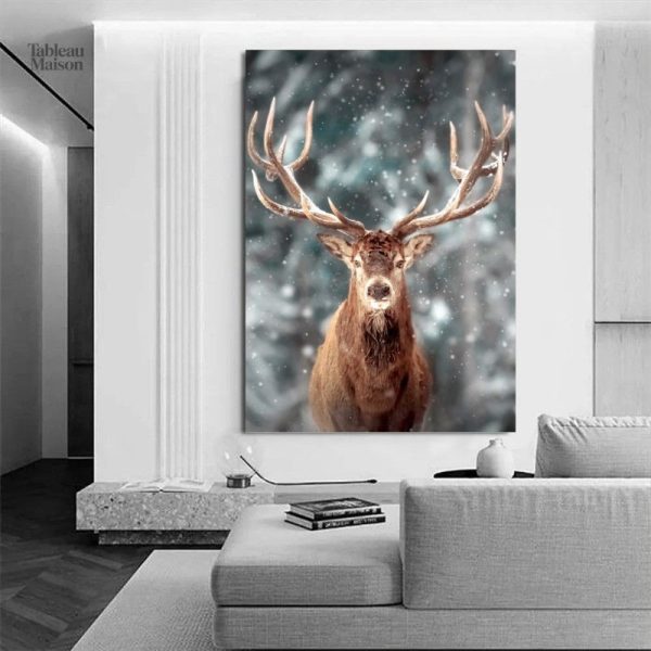 Illustration artistique d'un cerf majestueux sur toile