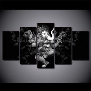 Tableau représentant Ganesh dans une pose de danse dynamique