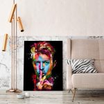 Tableau artistique de David Bowie en couleurs vibrantes