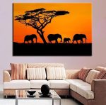 Tableau éléphant sauvage en décor artistique