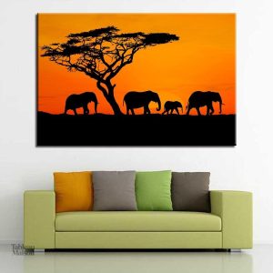 Illustration d'éléphants dans un style sauvage et vibrant
