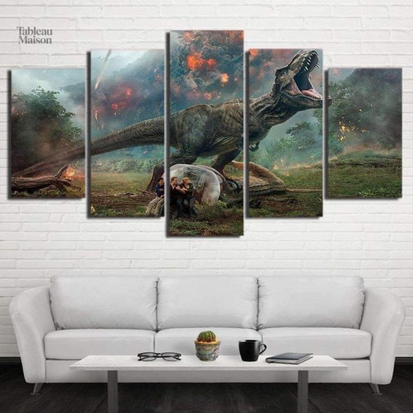 Tableau Jurassique en style artistique vibrant