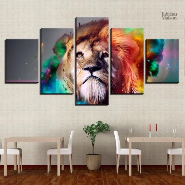 Tableau Lion mystique en couleurs vibrantes