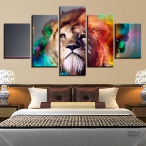 Art mural représentant un lion mystique