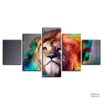 Tableau artistique lion dans des teintes énigmatiques