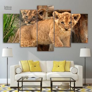 Tableau lionceaux en décoration murale