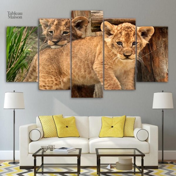 Tableau lionceaux en décoration murale