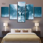 Tableau loup gris artistique en décoration murale