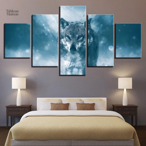 Tableau loup gris artistique en décoration murale
