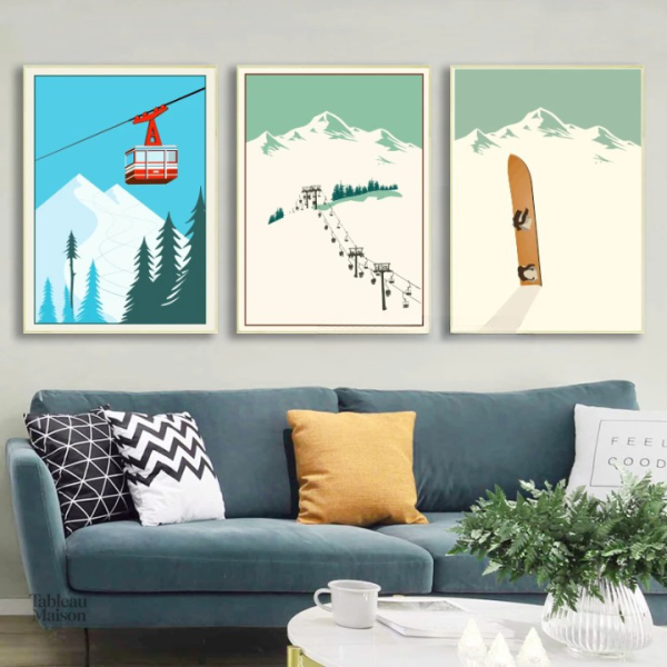 Tableau montagne vintage décoratif