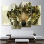 Tableau artistique représentant un loup majestueux
