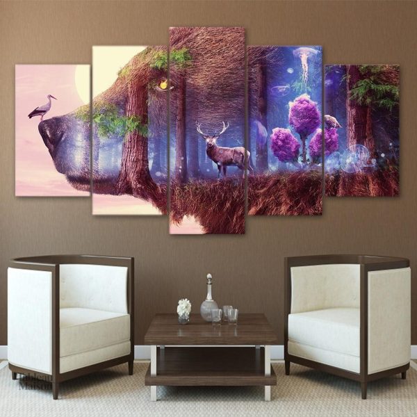 Tableau Ours de la forêt, illustration d'un ours dans son habitat naturel