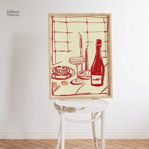 Tableau romantique rouge pour la cuisine