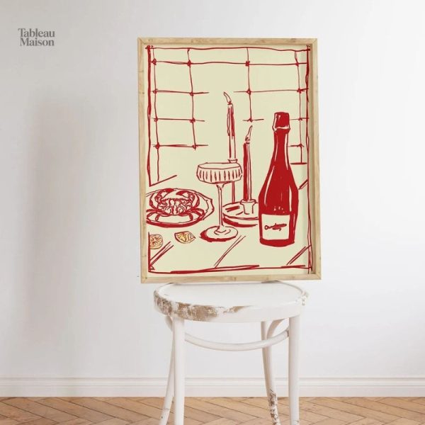 Tableau romantique rouge pour la cuisine