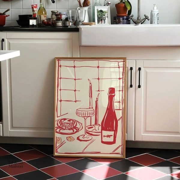 Art mural de cuisine aux teintes rouges