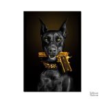 Illustration artistique d'un Dobermann sur toile décorative