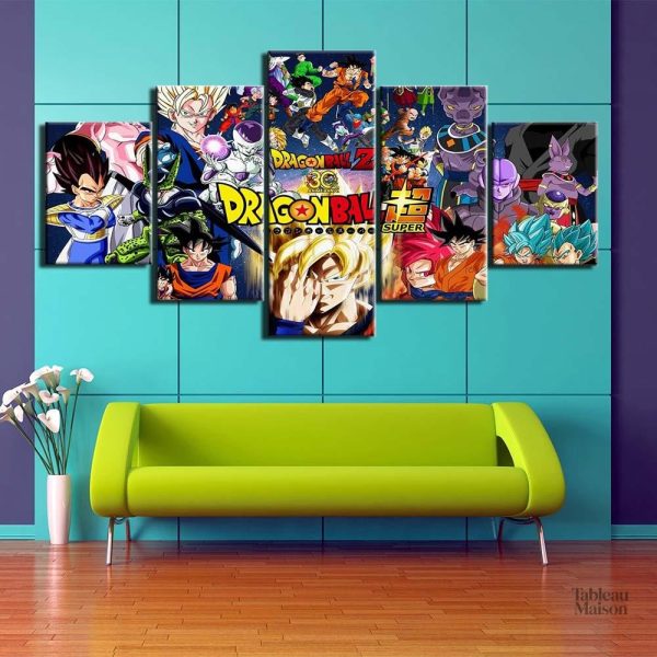 Tableau Dragon Ball Z avec illustrations emblématiques de la série