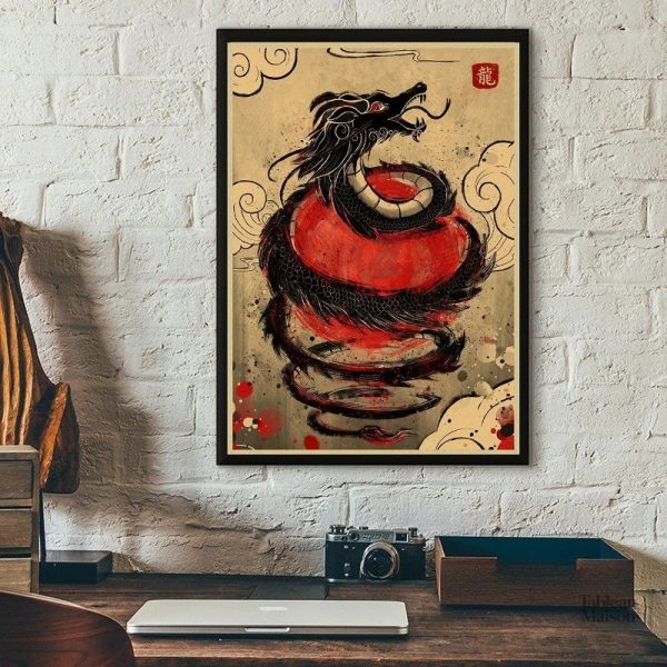 Tableau Dragon Japonais en style traditionnel
