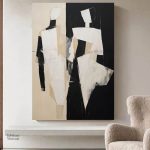 Tableau abstrait noir et blanc moderne