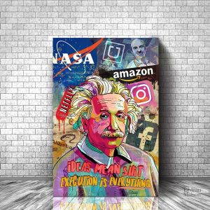 Tableau Pop Art d'Albert Einstein en couleurs vives