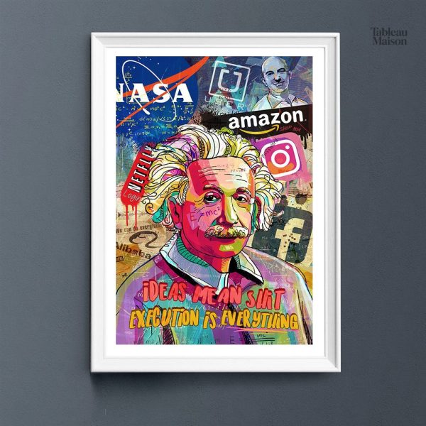 Œuvre d'art pop inspirée par Einstein, style moderne et vibrant