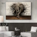 Tableau moderne éléphant, design artistique en trois dimensions