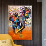 Art mural éléphant aux teintes vives et variées