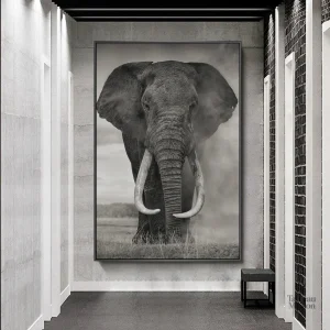 Tableau éléphant grand format décoratif pour intérieur