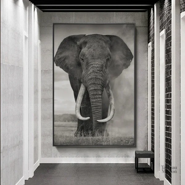Tableau éléphant grand format décoratif pour intérieur