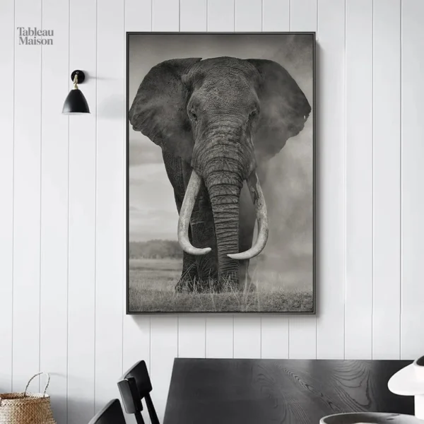 Art mural éléphant en grand format, style moderne