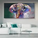 Tableau éléphant multicolore moderne